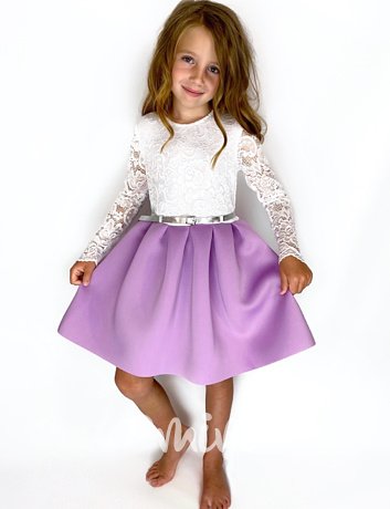 Luxury lila/white dress - slavnostní dívčí šaty
