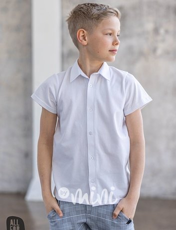 AFK bavlněná bílá košile s krátkým rukávem