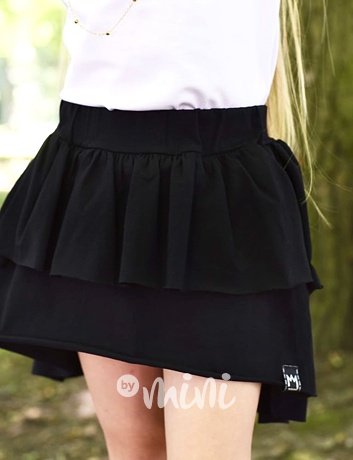 Bavlněná asymetrická frill sukně černá