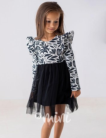 Lily Grey šaty s tylem black/white
