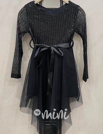 Premium flitr šaty s tylem černé
