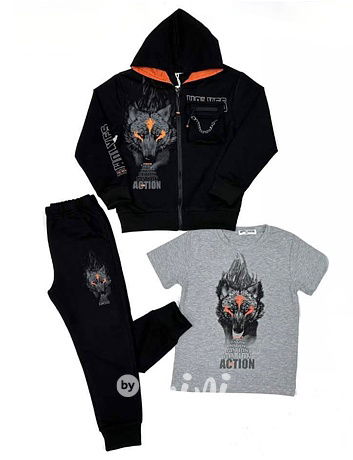 WOLF trojkomplet black/orange