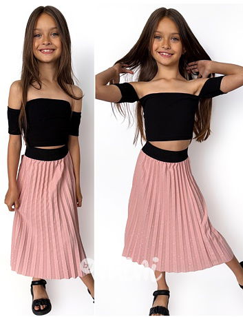 Midi plisovaná sukně s kamínky pudder pink