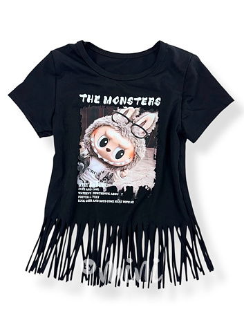 Labubu triko MONSTERS třásničky černé