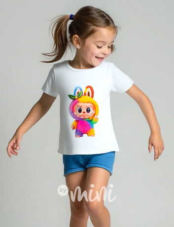 Labubu rainbow monster triko white