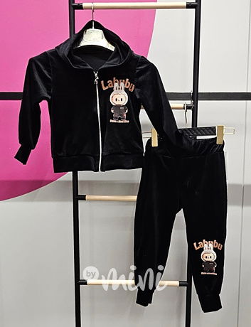 Labubu soft velur tepláková souprava black