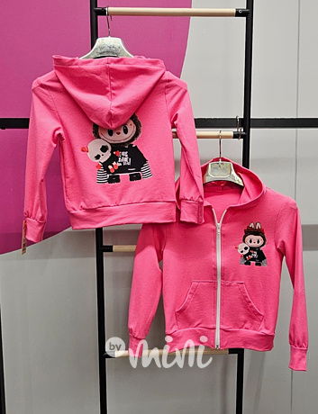 Labubu mikina zip růžová