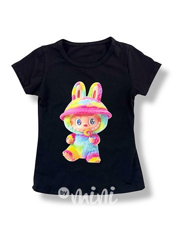 Labubu triko RAINBOW černé