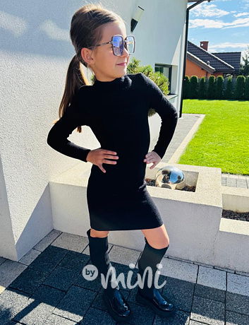Slim svetrové stretch šaty černé