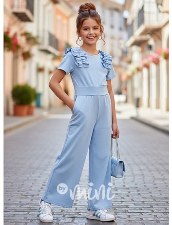 Elegant frill overal baby blue