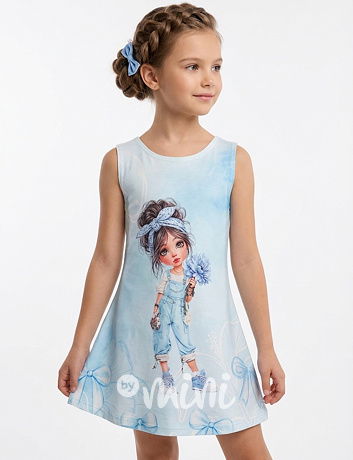 Romantické letní šaty s ilustrací nebeské