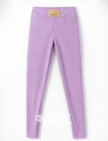 Stretch žebrované legíny fialové