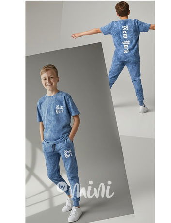 New York acid wash set blue