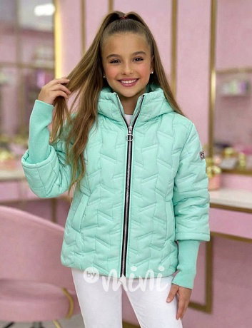 PREMIUM jarní bunda s dlouhými náplety mint