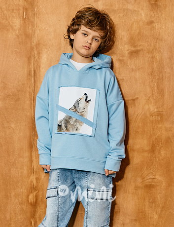 Mash Mnie hoodie mikina WOLF nebeská