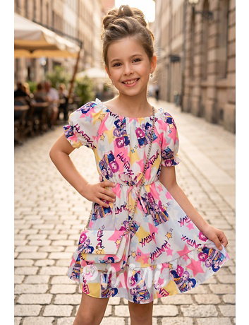 Letní HUNTRIX šaty s kabelkou white/pink