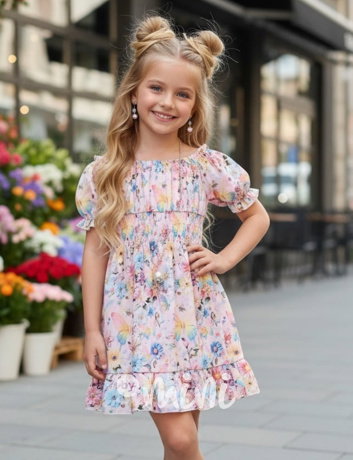 Flower šaty s řetízkem pink