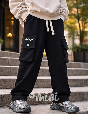 Bavlněné cargo baggy tepláky černé