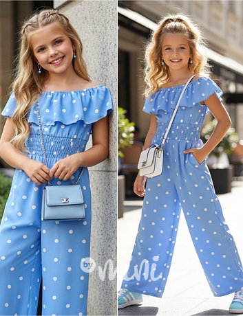 Mini chic overal puntíky BLUE