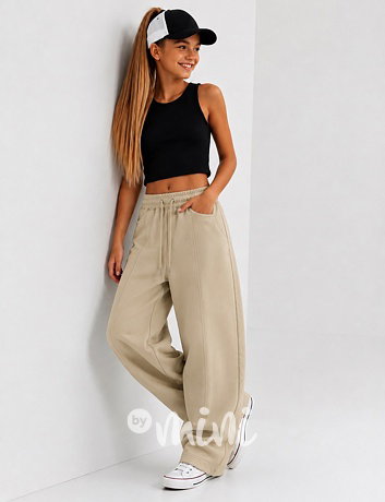 Sand beige barrel baggy teen tepláky