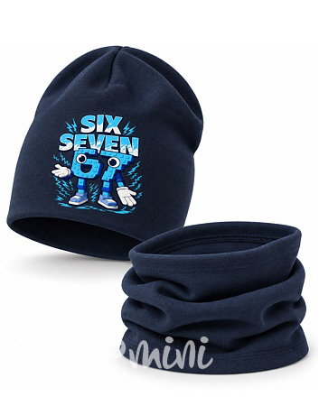 Six Seven čepice + nákrčník modrá