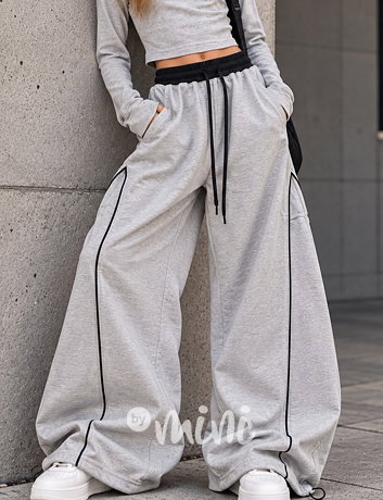 PREMIUM maxi volné podzimní tepláky grey