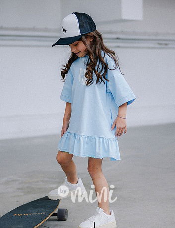Mash Mnie hoodie šaty wolf baby blue