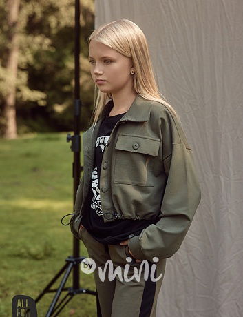 All for kids cargo crop mikina khaki