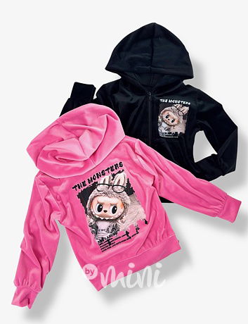 Labubu soft velur mikina MONSTERS růžová