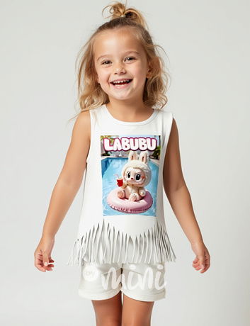 Labubu tílko třásničky HOLIDAY white