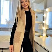 Beránková long vesta béžová