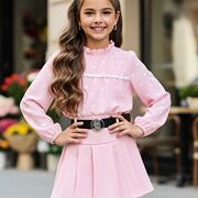 Růžové sukňokraťasy s páskem