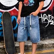 Baggy soft denim kraťasy blue