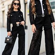 Glam lace džíny černé + pásek