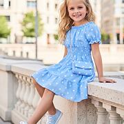 Puntíkaté šaty Carmen s kabelkou BLUE