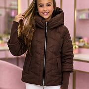 PREMIUM podzimní bunda s dlouhými náplety CHOCOLATE