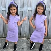 MIDI fialové šaty s šátkem