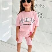 Los Angeles oversize triko + šortky pink