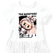 Labubu triko MONSTERS třásničky bílé