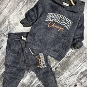 Brooklyn zateplená souprava acid wash grafit