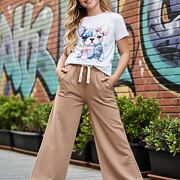 Široké relax tepláky béžové