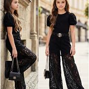 Glam lace džíny černé + pásek