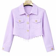 Fialová crop denim bunda