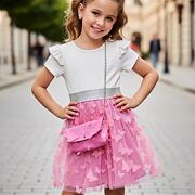 PREMIUM letní motýlkové šaty s kabelkou white/pink