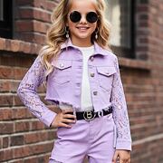 Glam lace denim bunda lila