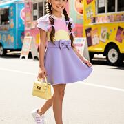 Letní pastel šaty s mašličkou lila