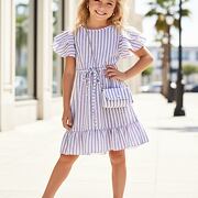 Letní lila marina šaty poseté kamínky + kabelka