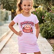 Squishy dumpling tunikové pruhované šaty pink