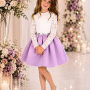 Luxury lila/white dress - slavnostní dívčí šaty