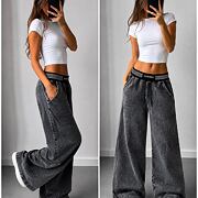Urban grey denim široké kalhoty